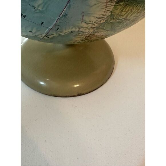 Vintage Rand McNally  Rotatable Desk Metal Stand World Portrait Globe - Picture 3 of 9